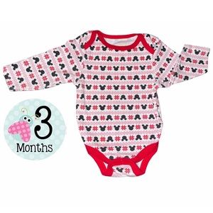 3 month|  baby Mickey Mouse red long sleeve onesie